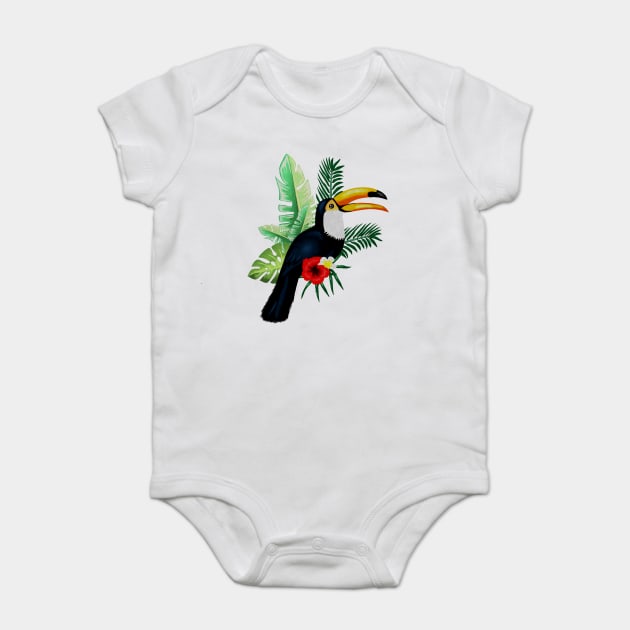 Toucan Bird Tropical Baby Bodysuit by logiamerch